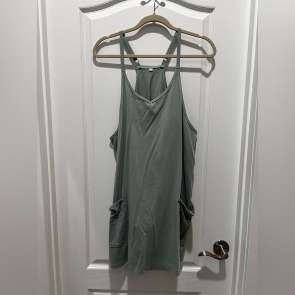 Source Unknown Sage Green Tank Pocket Dress